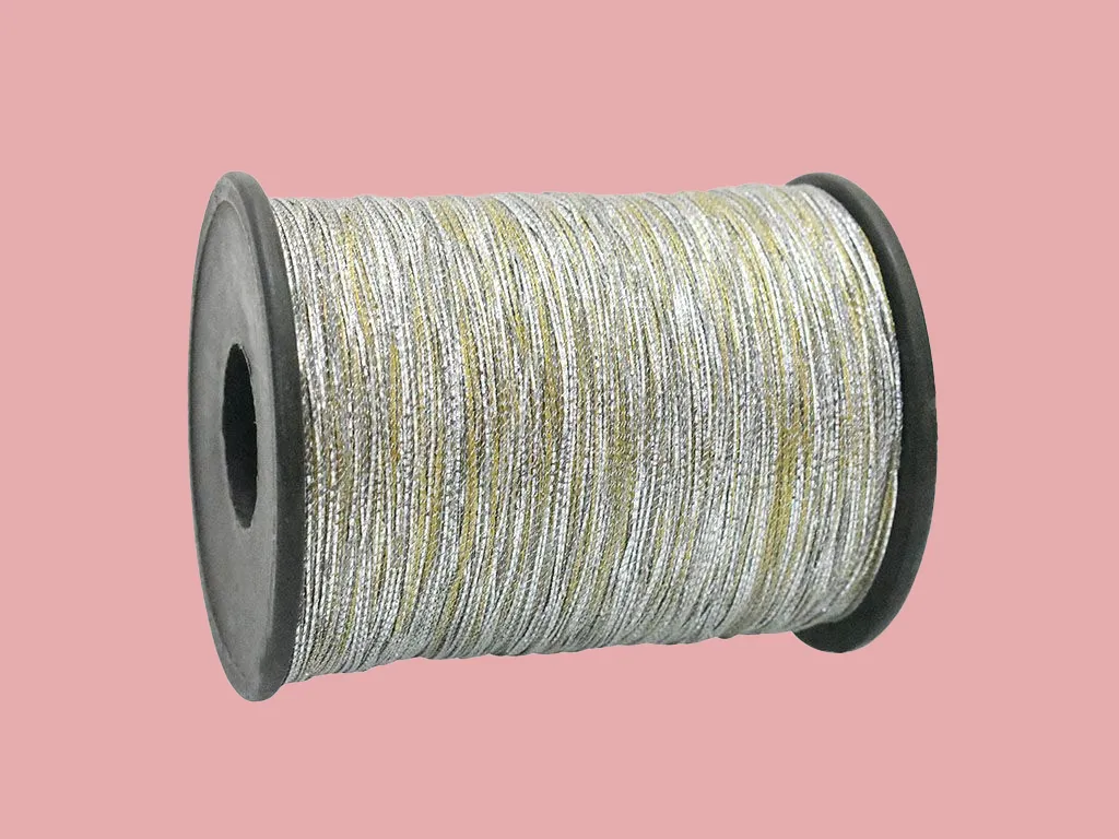 Silver Olive Twisted Variegated Zari / Metallic Threads