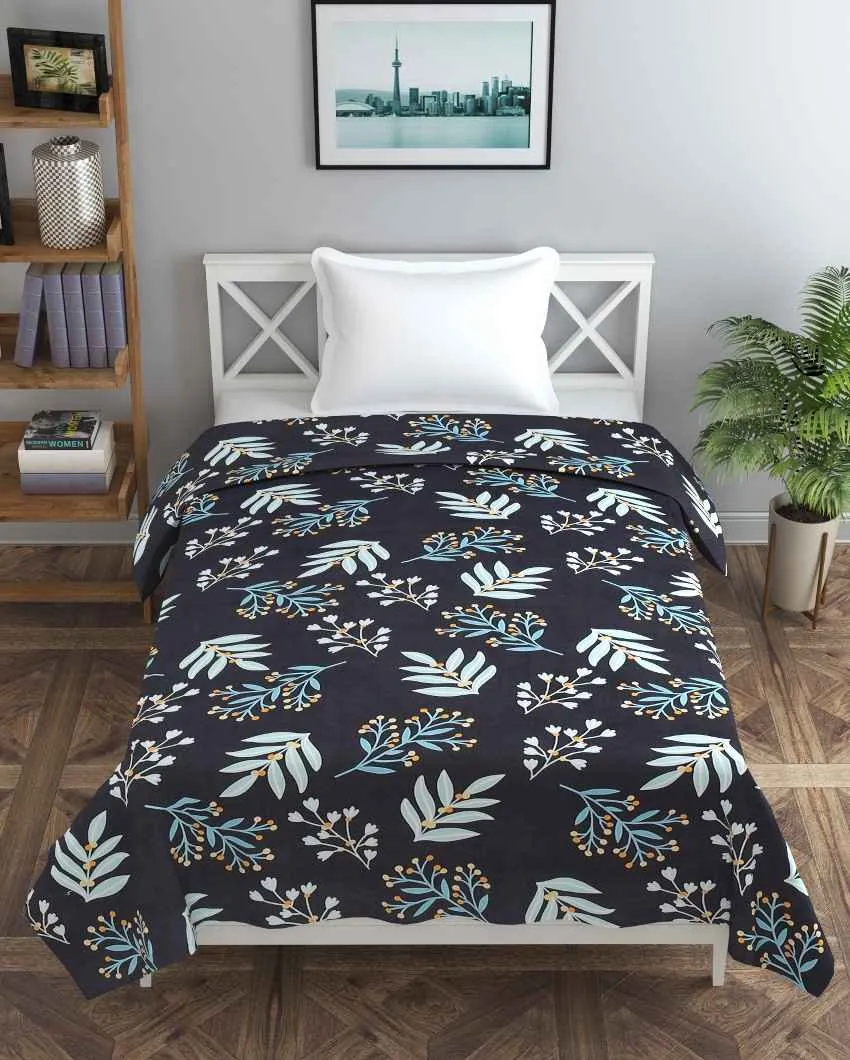 Sky Blue Leaves Mor Printed Kids Comfy Quilts Cover With Zipper