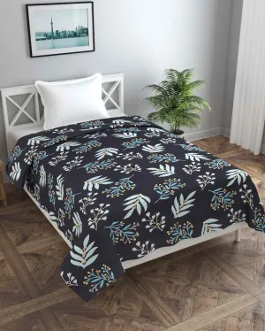 Sky Blue Leaves Mor Printed Kids Comfy Quilts Cover With Zipper