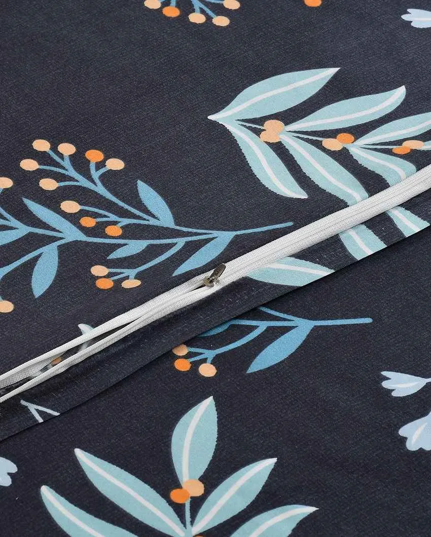 Sky Blue Leaves Mor Printed Kids Comfy Quilts Cover With Zipper