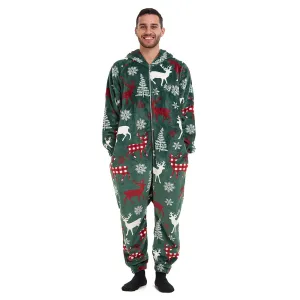 Snuggs Blanket Onesie Green Christmas Deer