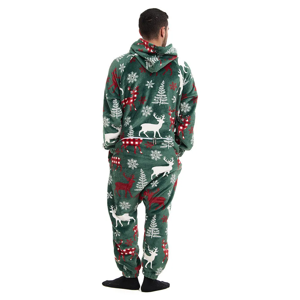 Snuggs Blanket Onesie Green Christmas Deer