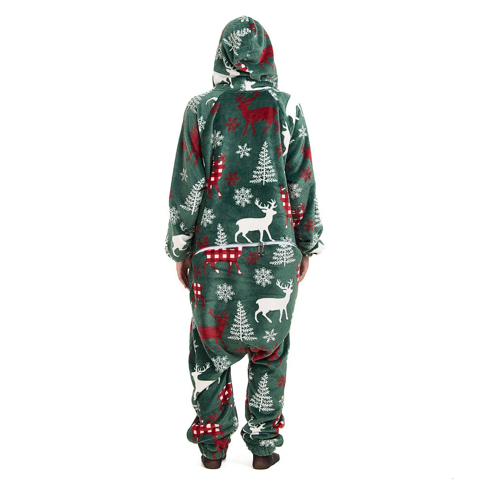 Snuggs Blanket Onesie Green Christmas Deer