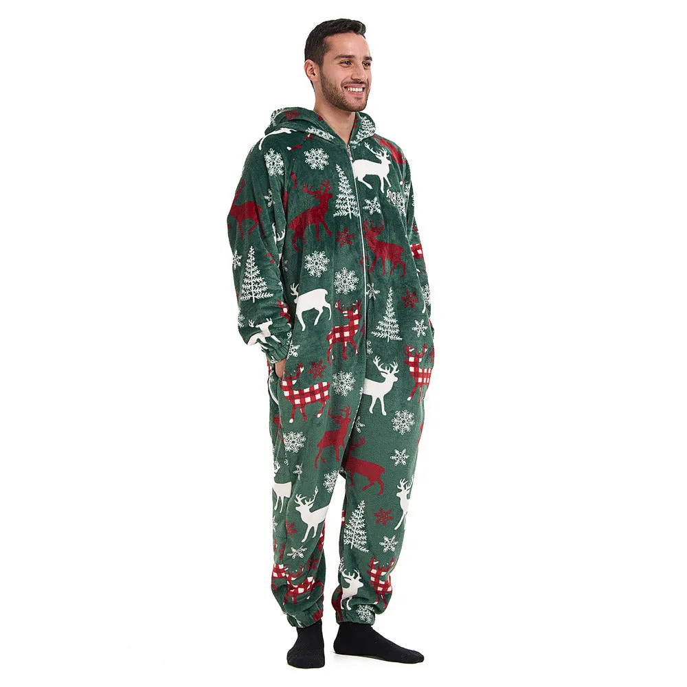 Snuggs Blanket Onesie Green Christmas Deer