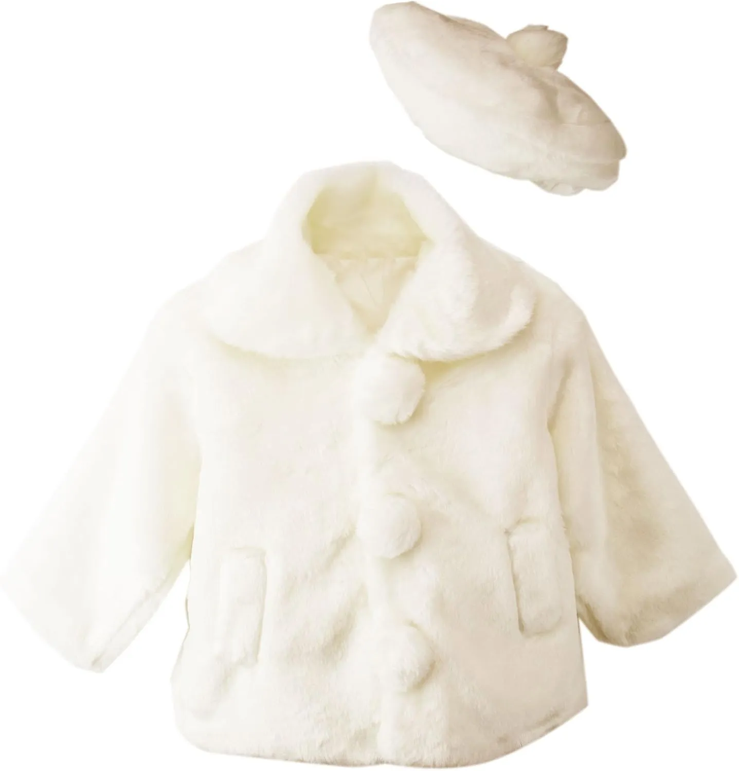 Spring Notion Little Girls Faux Fur Coat with Hat
