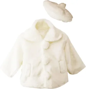 Spring Notion Little Girls Faux Fur Coat with Hat