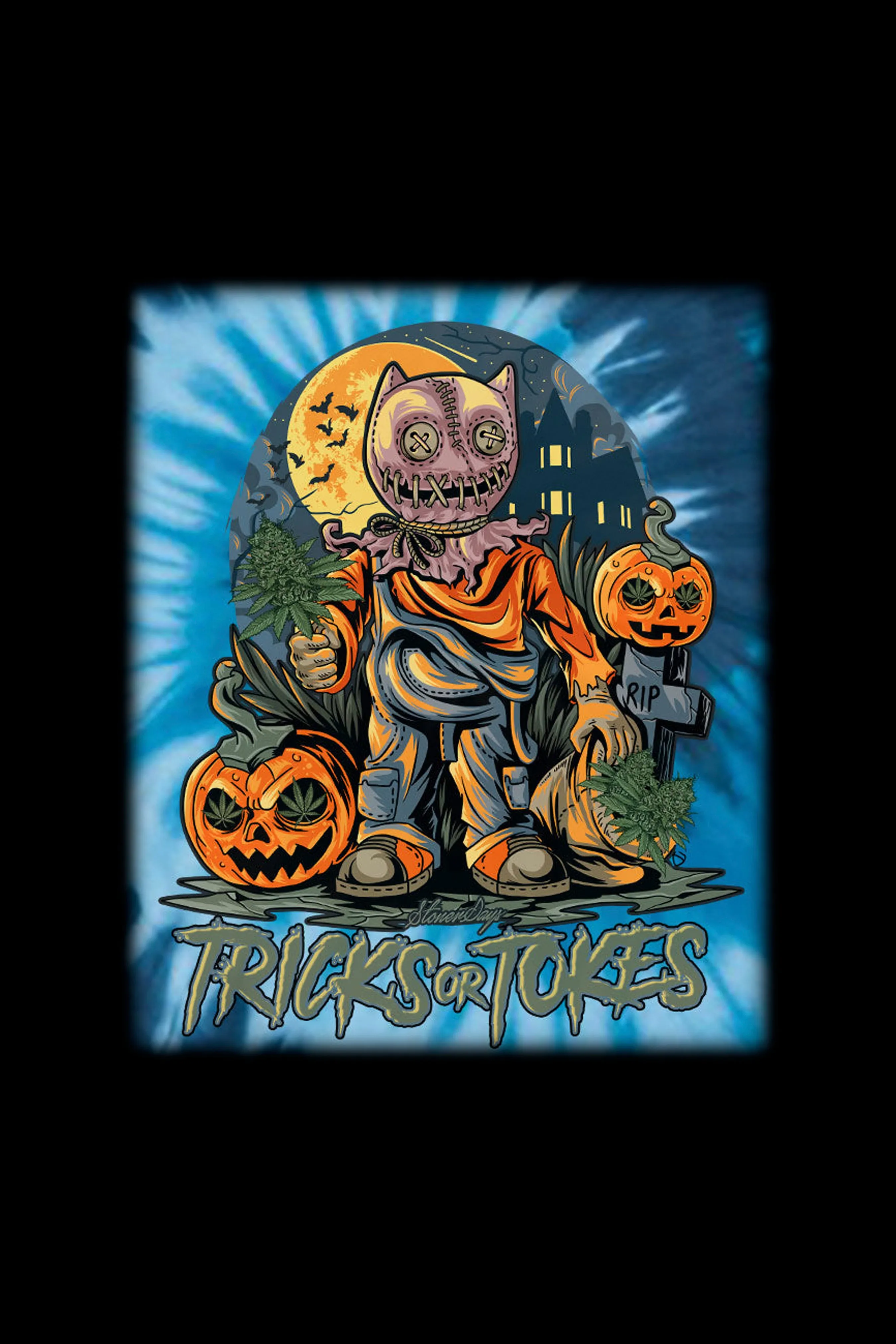 StonerDays Trick or Tokes Blue Tie Dye T-Shirt