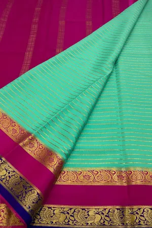 Stunning Blue Handloom Mysore Crepe Silk Saree