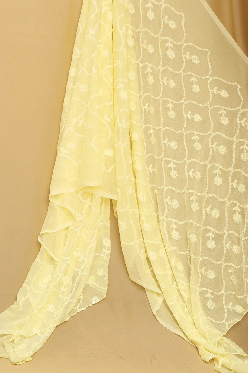 Stylish Yellow Embroidered Georgette Dupatta