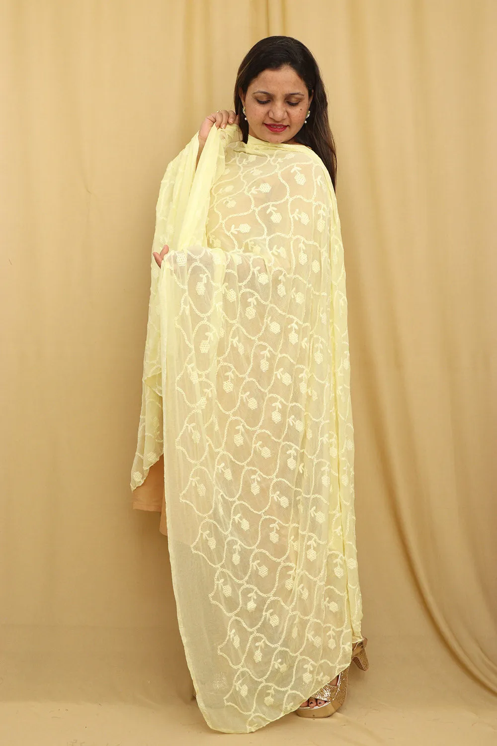 Stylish Yellow Embroidered Georgette Dupatta
