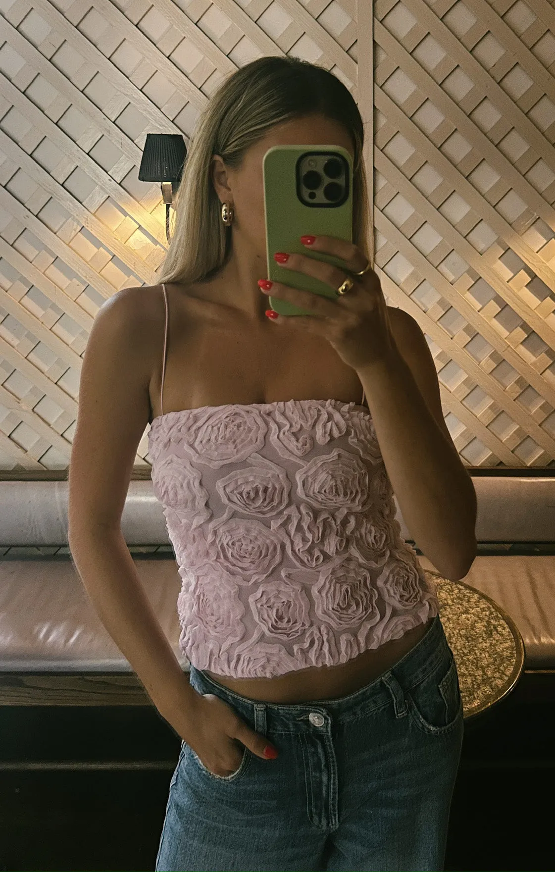 Tanya Top ~ Rosette Mesh Pink