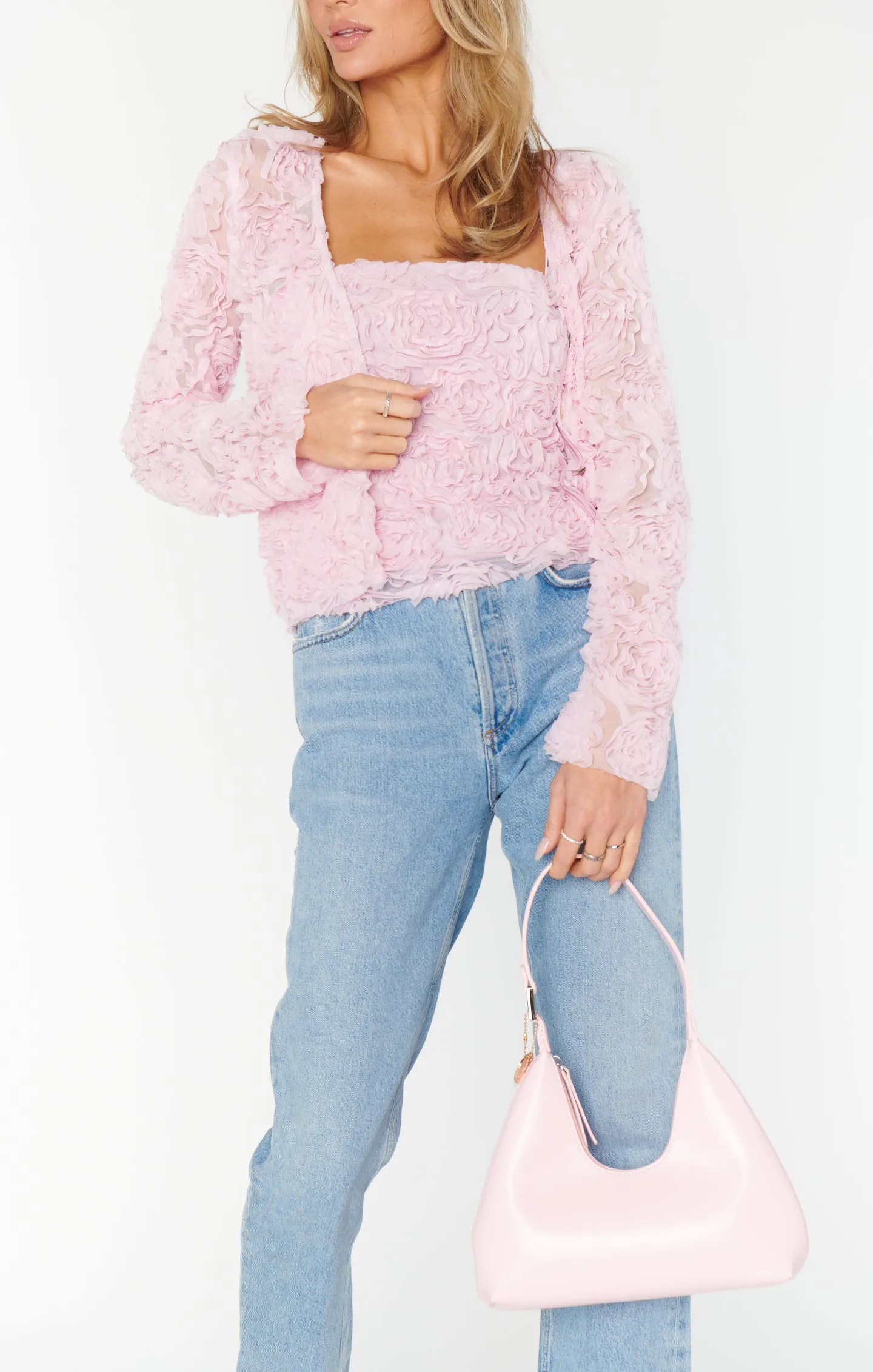 Tanya Top ~ Rosette Mesh Pink