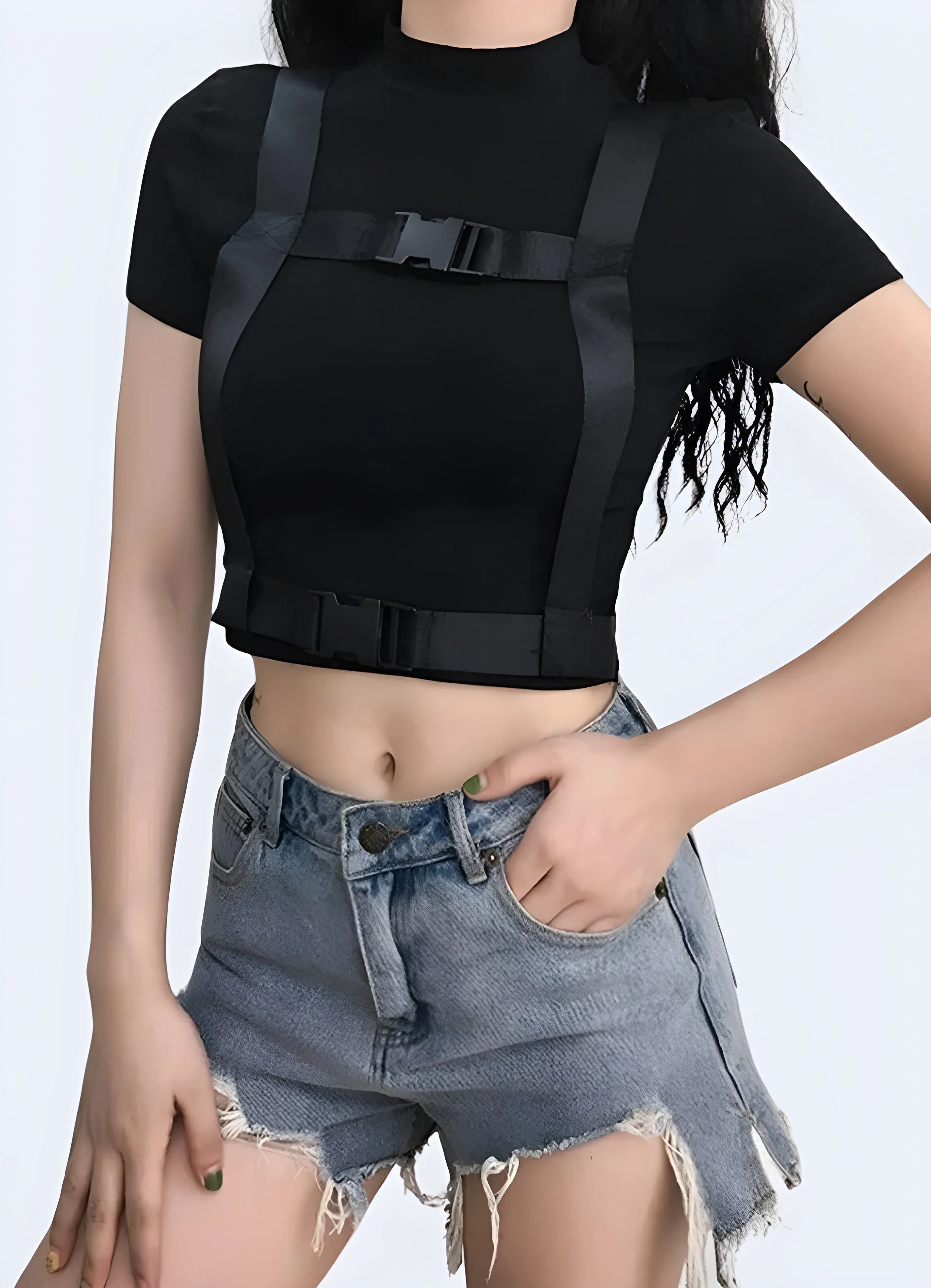 Techwear Buckle Crop Top