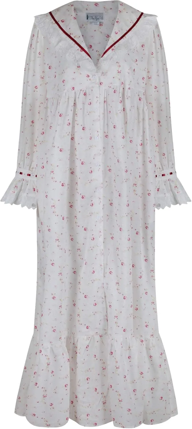 The 1 for U Sleepwear for Women - Button Down Nightgowns for Women, Amelia 100% Cotton Robe