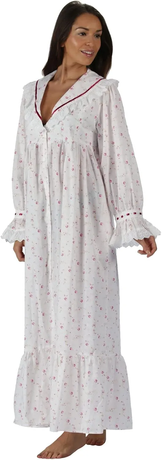 The 1 for U Sleepwear for Women - Button Down Nightgowns for Women, Amelia 100% Cotton Robe
