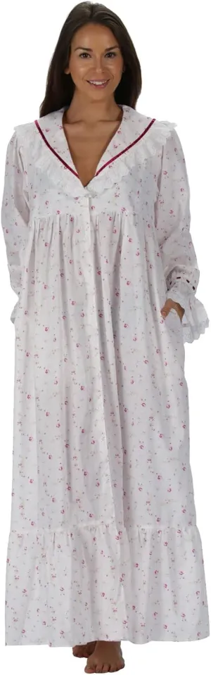 The 1 for U Sleepwear for Women - Button Down Nightgowns for Women, Amelia 100% Cotton Robe