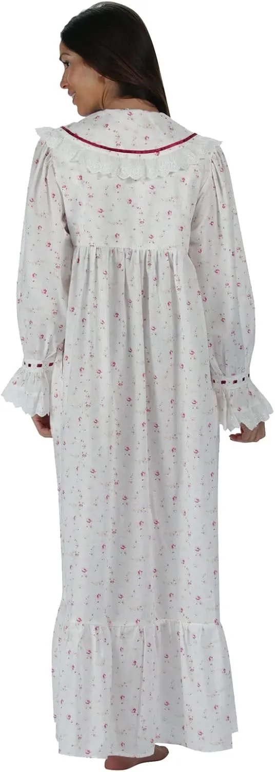 The 1 for U Sleepwear for Women - Button Down Nightgowns for Women, Amelia 100% Cotton Robe