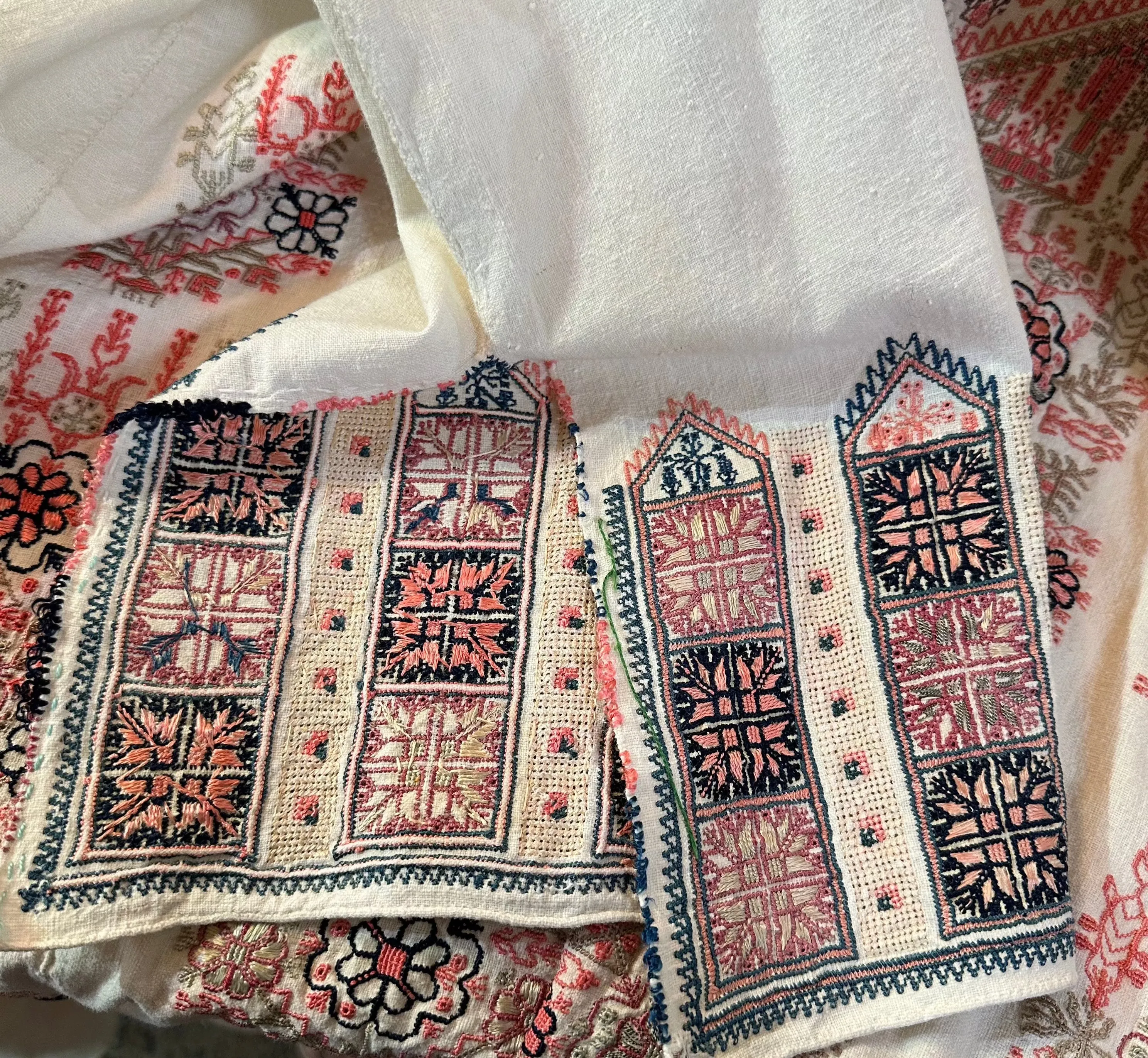 Traditional Syrian Mid 20th Century Hand Embroidered Full Length Tunic