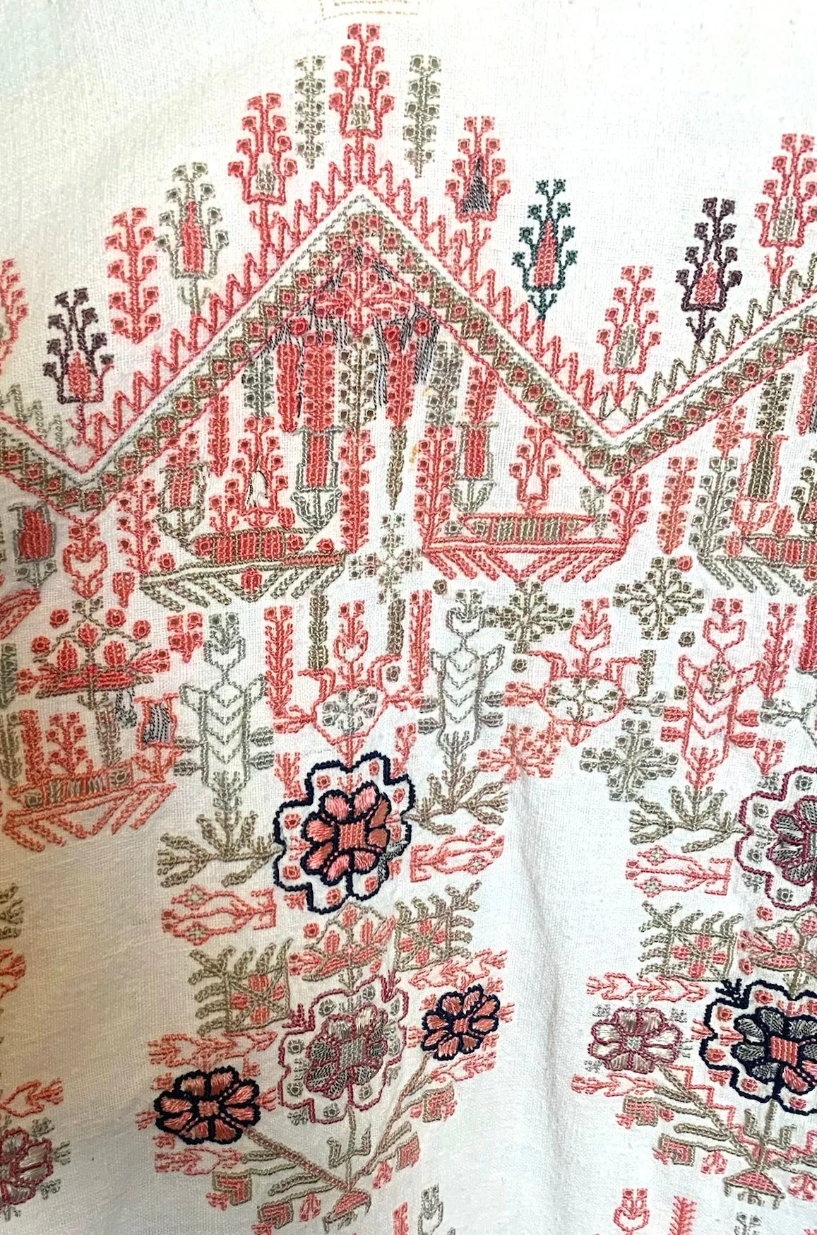 Traditional Syrian Mid 20th Century Hand Embroidered Full Length Tunic
