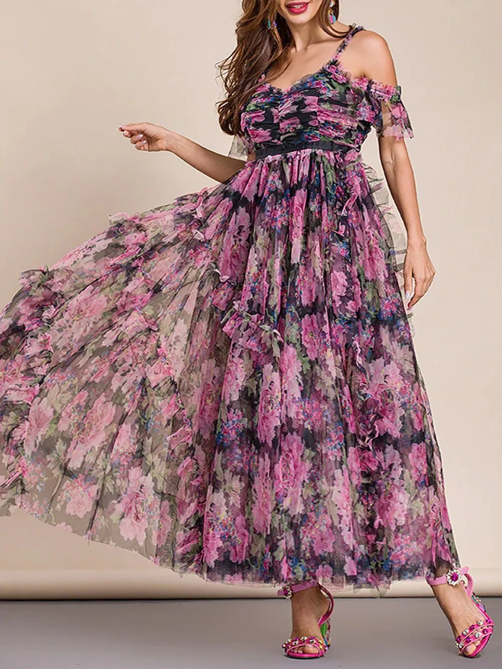 VIOLETA Floral Maxi Dress