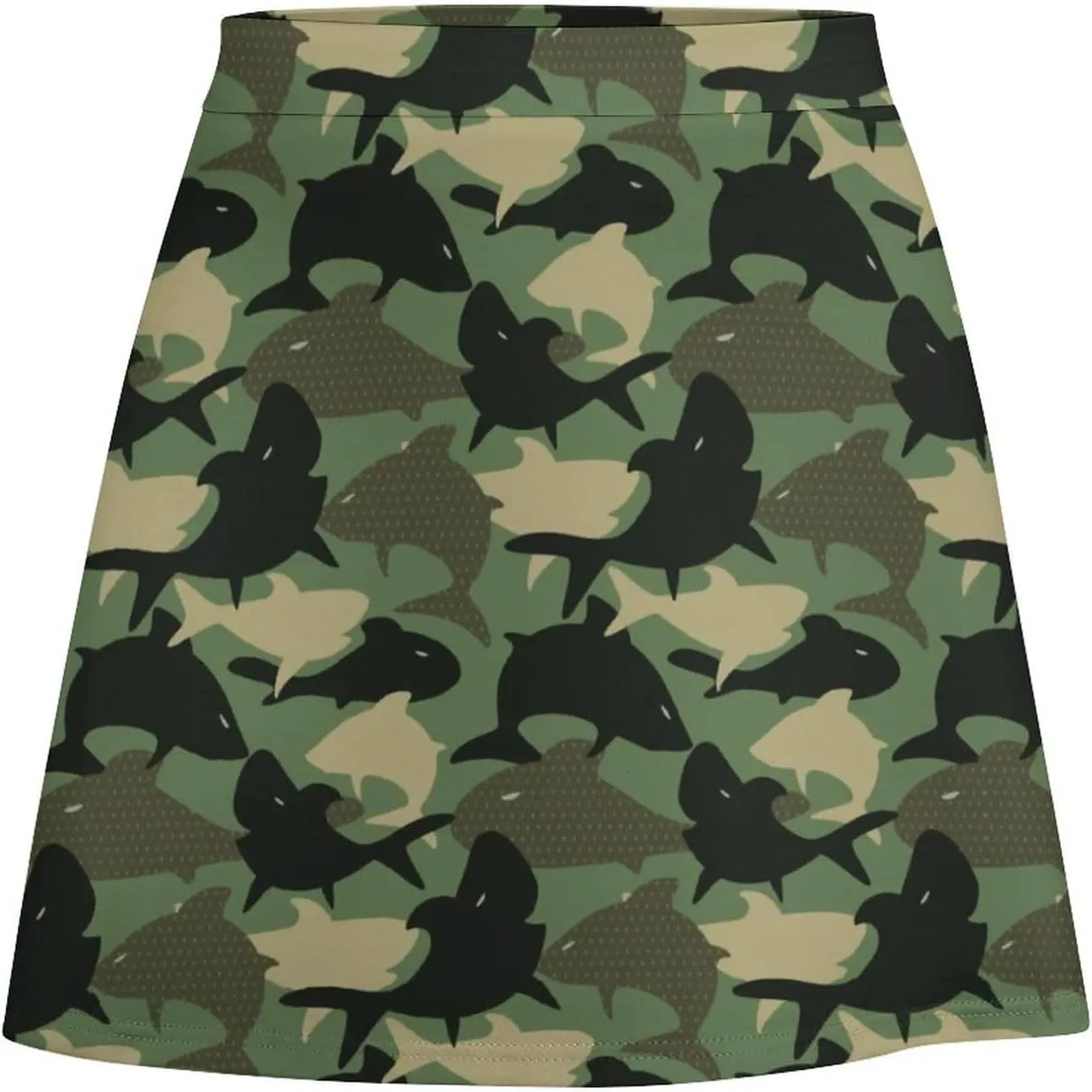 Women's High Waist Black and White Gothic Witch's Cat Skirt Stretchy Casual Mini Skirt