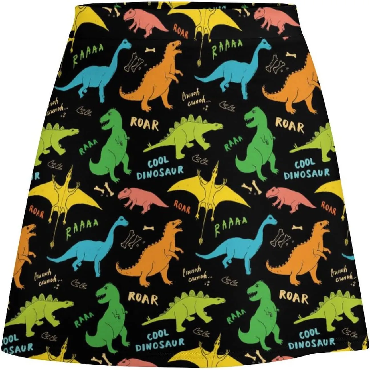 Women's High Waist Black and White Gothic Witch's Cat Skirt Stretchy Casual Mini Skirt