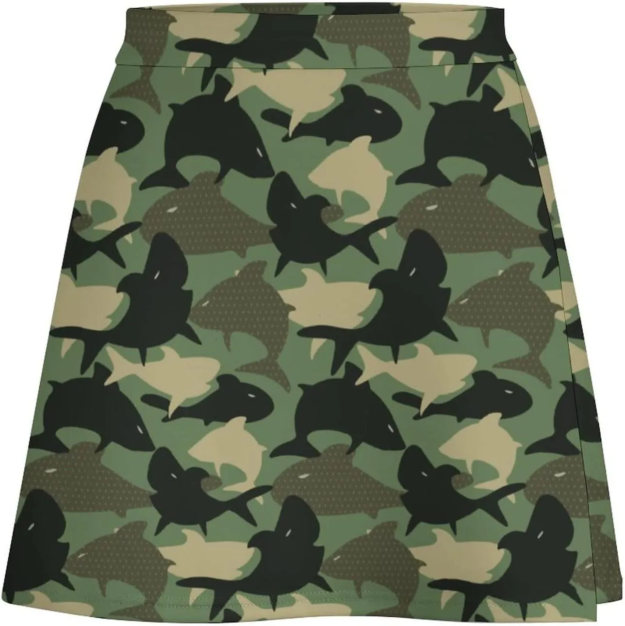 Women's High Waist Black and White Gothic Witch's Cat Skirt Stretchy Casual Mini Skirt