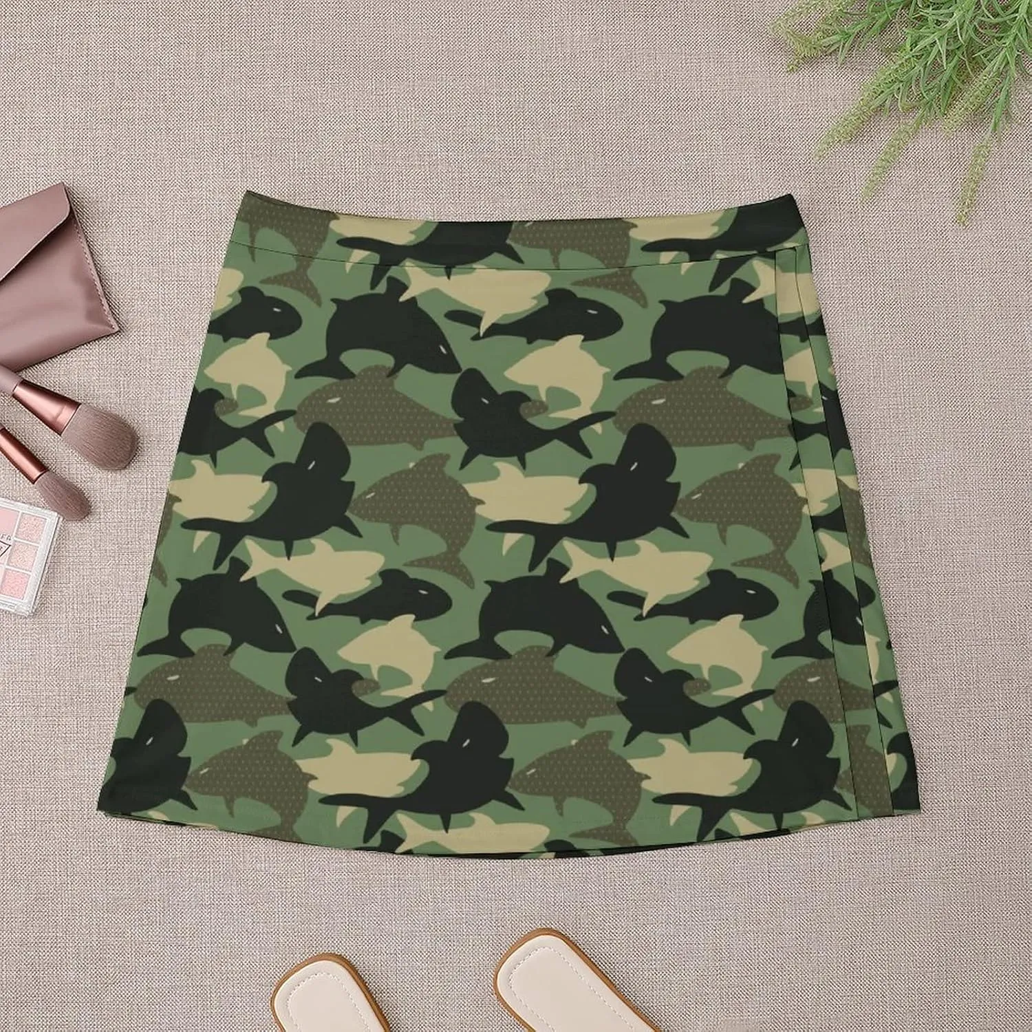 Women's High Waist Black and White Gothic Witch's Cat Skirt Stretchy Casual Mini Skirt