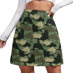 Women's High Waist Black and White Gothic Witch's Cat Skirt Stretchy Casual Mini Skirt