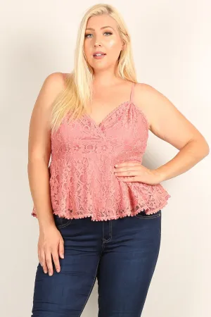 Women's Plus Size Lace Sleeveless Top