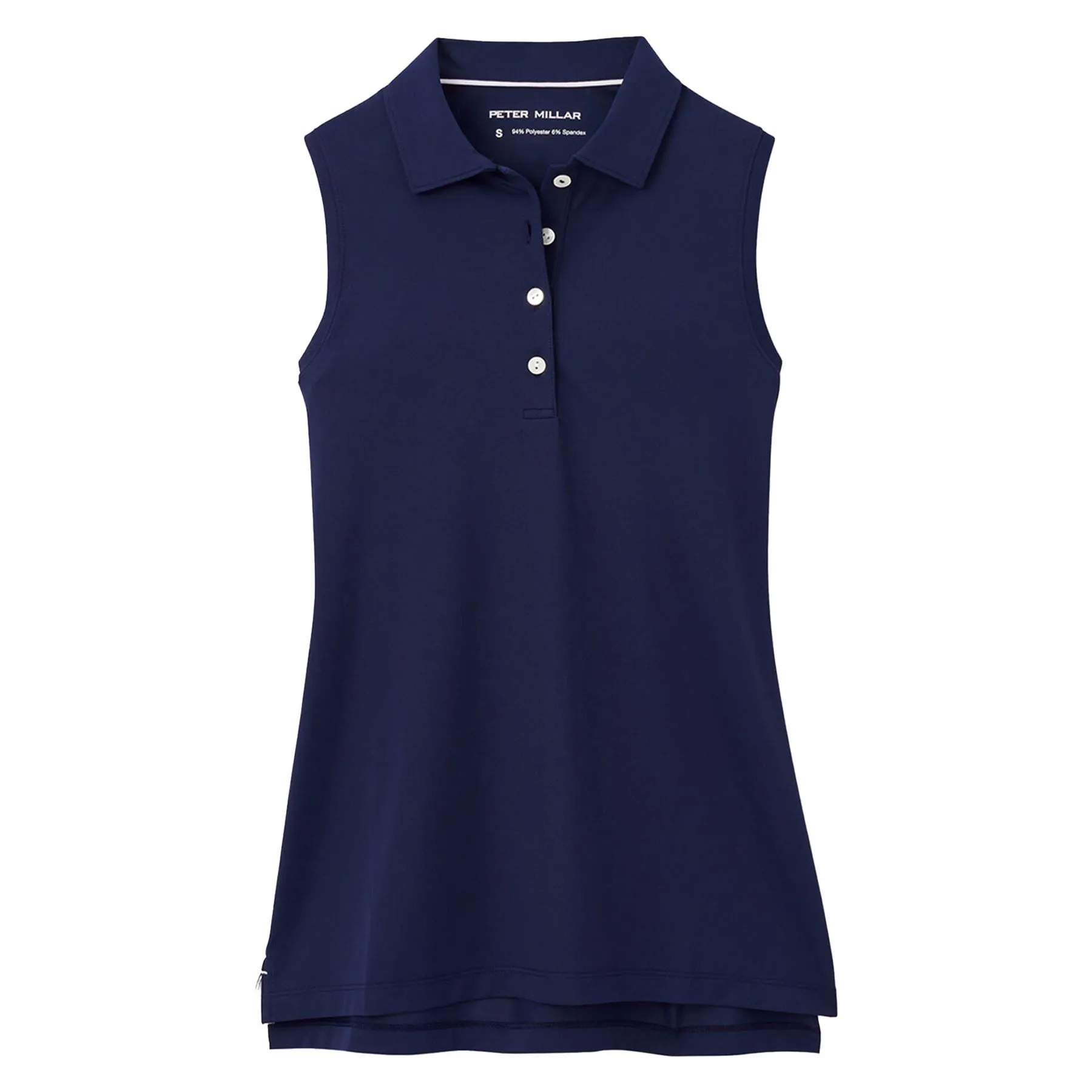 Womens Sleeveless Banded Button Polo Navy - 2024