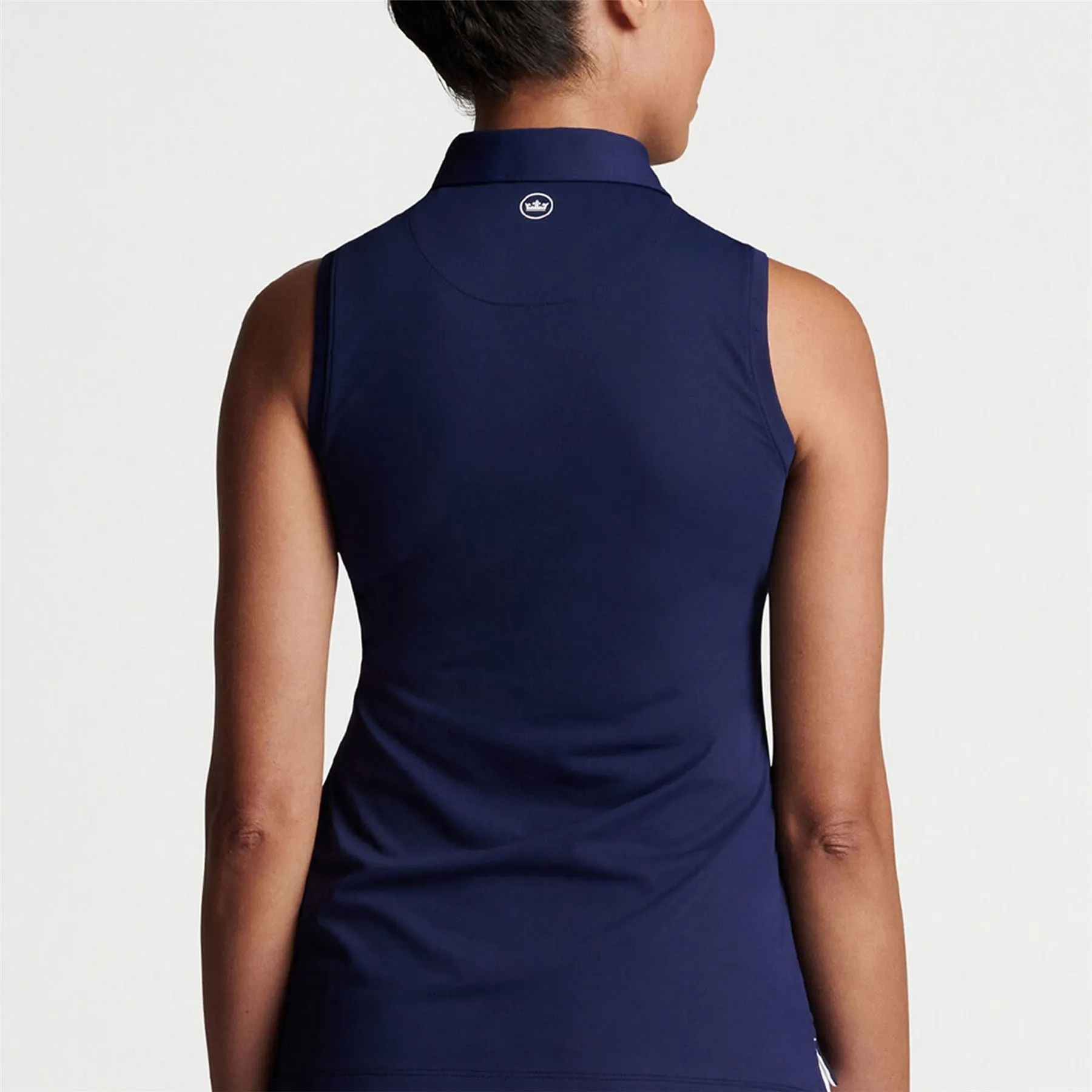 Womens Sleeveless Banded Button Polo Navy - 2024