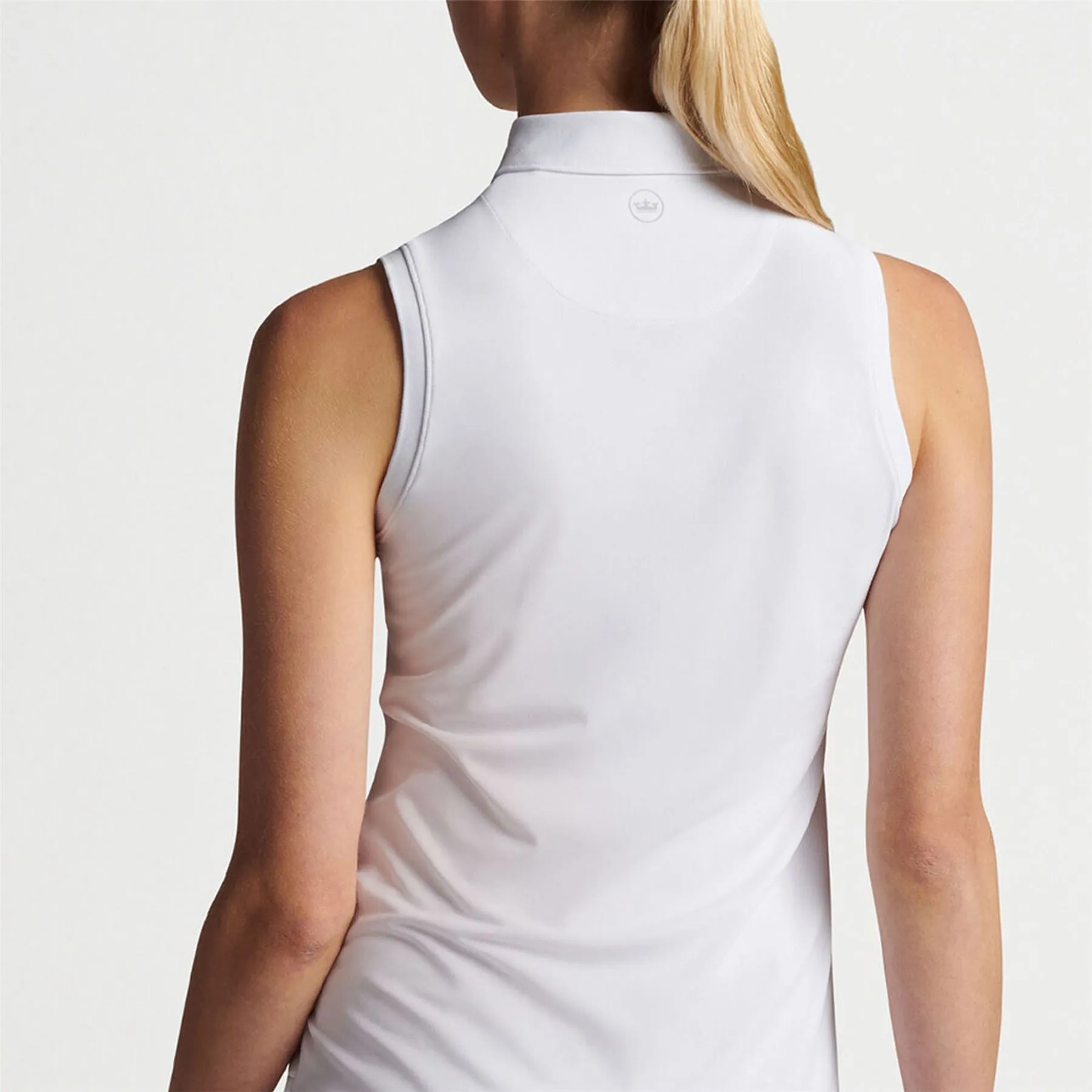 Womens Sleeveless Banded Button Polo White - 2024