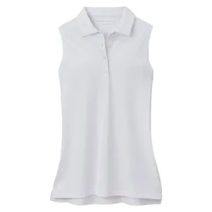 Womens Sleeveless Banded Button Polo White - 2024