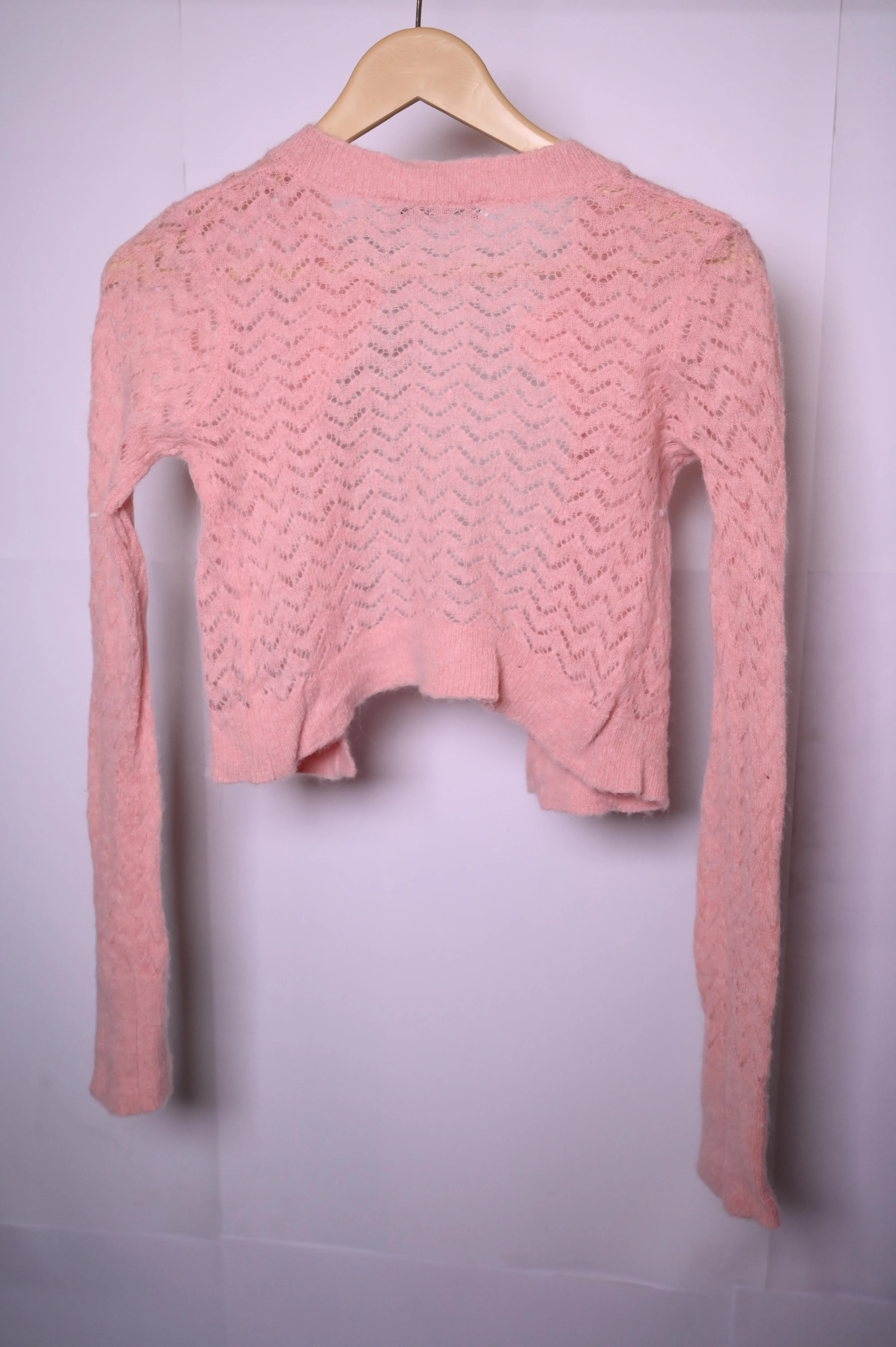 Zara Soft Pink Knitted Cropped Cardigan