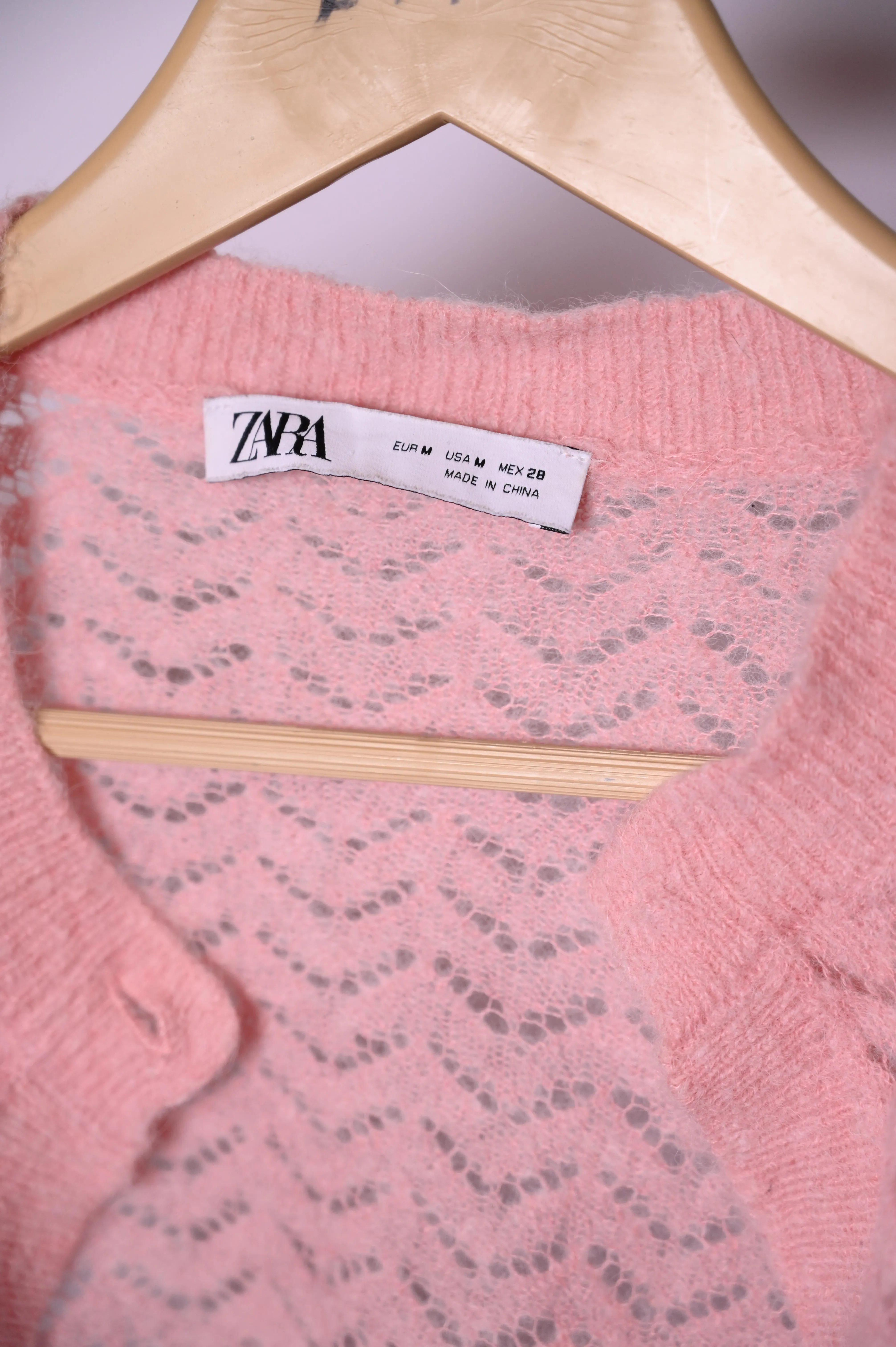 Zara Soft Pink Knitted Cropped Cardigan